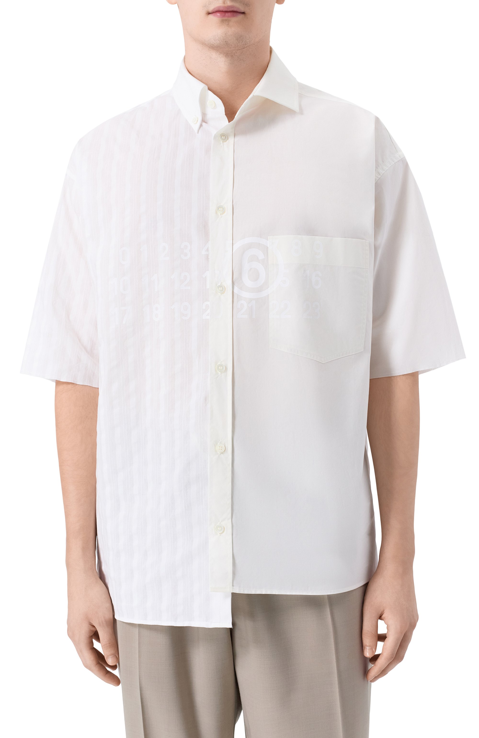 Хлопковая рубашка MM6 белого цвета по цене 78950 руб., арт. SH0DR0007/MTN135, фото 3 Хлопковая рубашка MM6, арт. SH0DR0007/MTN135, фото 3