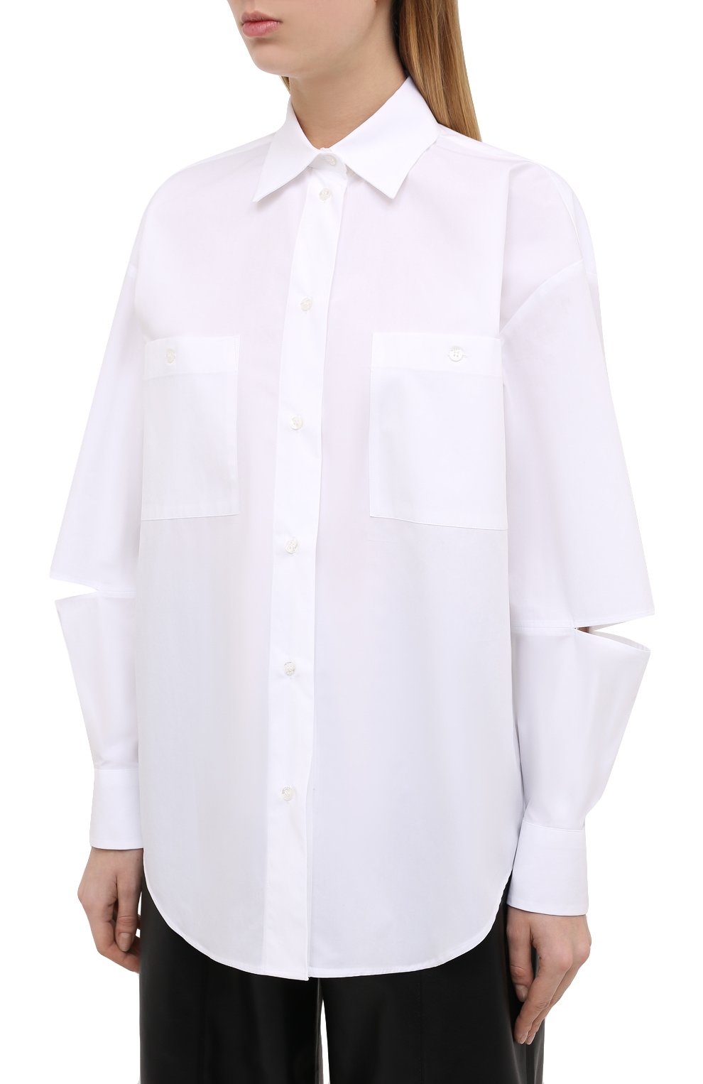 Хлопковая рубашка MSGM белого цвета по цене 26750 руб., арт. 2942MDE105 207813, фото 3 Хлопковая рубашка MSGM, арт. 2942MDE105 207813, фото 3
