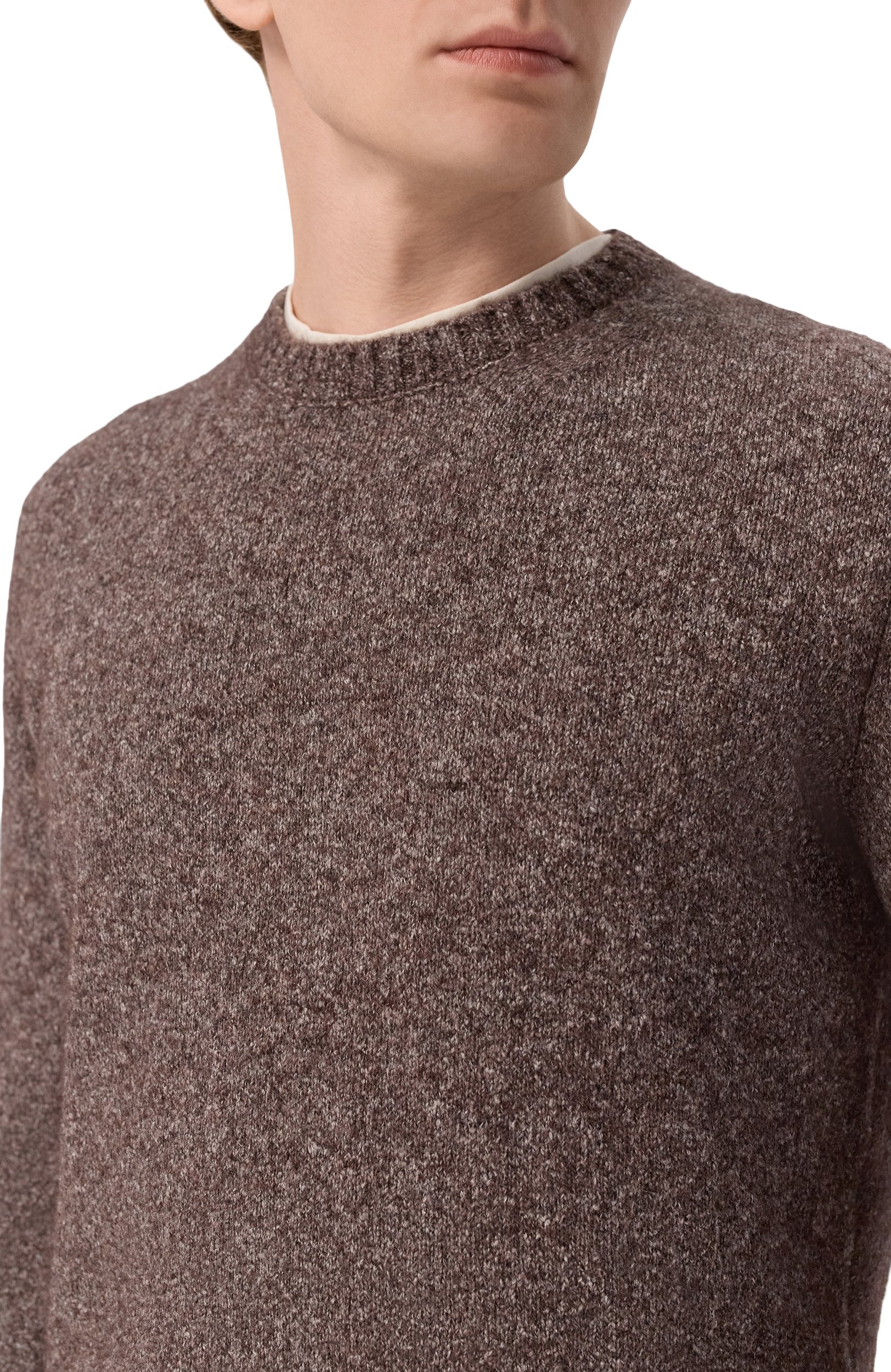 Свитер из шерсти и хлопка CORNELIANI коричневого цвета по цене 42850 руб., арт. 28M568/2A25133, фото 5 Свитер из шерсти и хлопка CORNELIANI, арт. 28M568/2A25133, фото 5