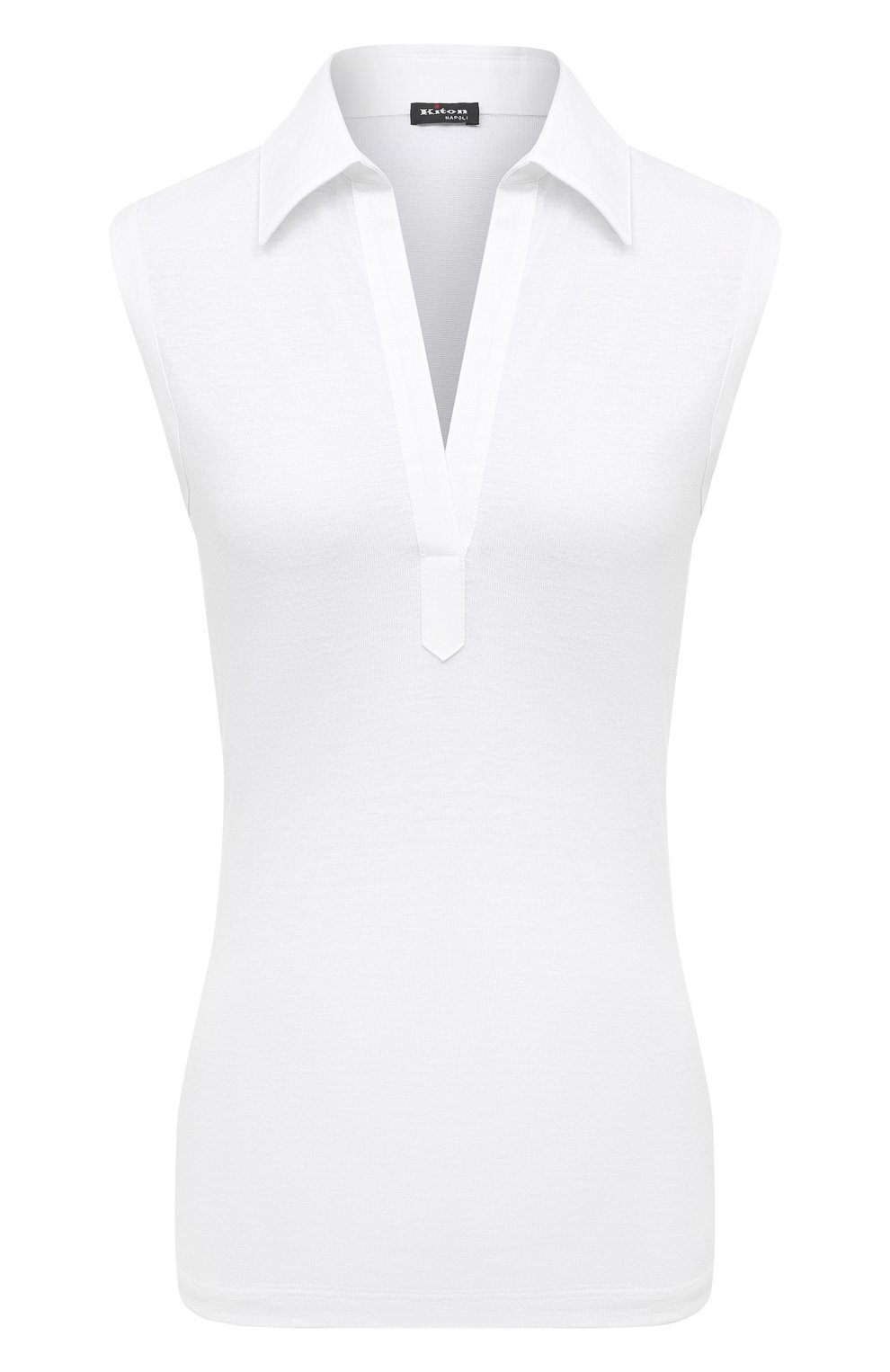 Льняной топ KITON белого цвета по цене 67800 руб., арт. D51742X08T54, фото 1 Льняной топ KITON, арт. D51742X08T54, фото 1