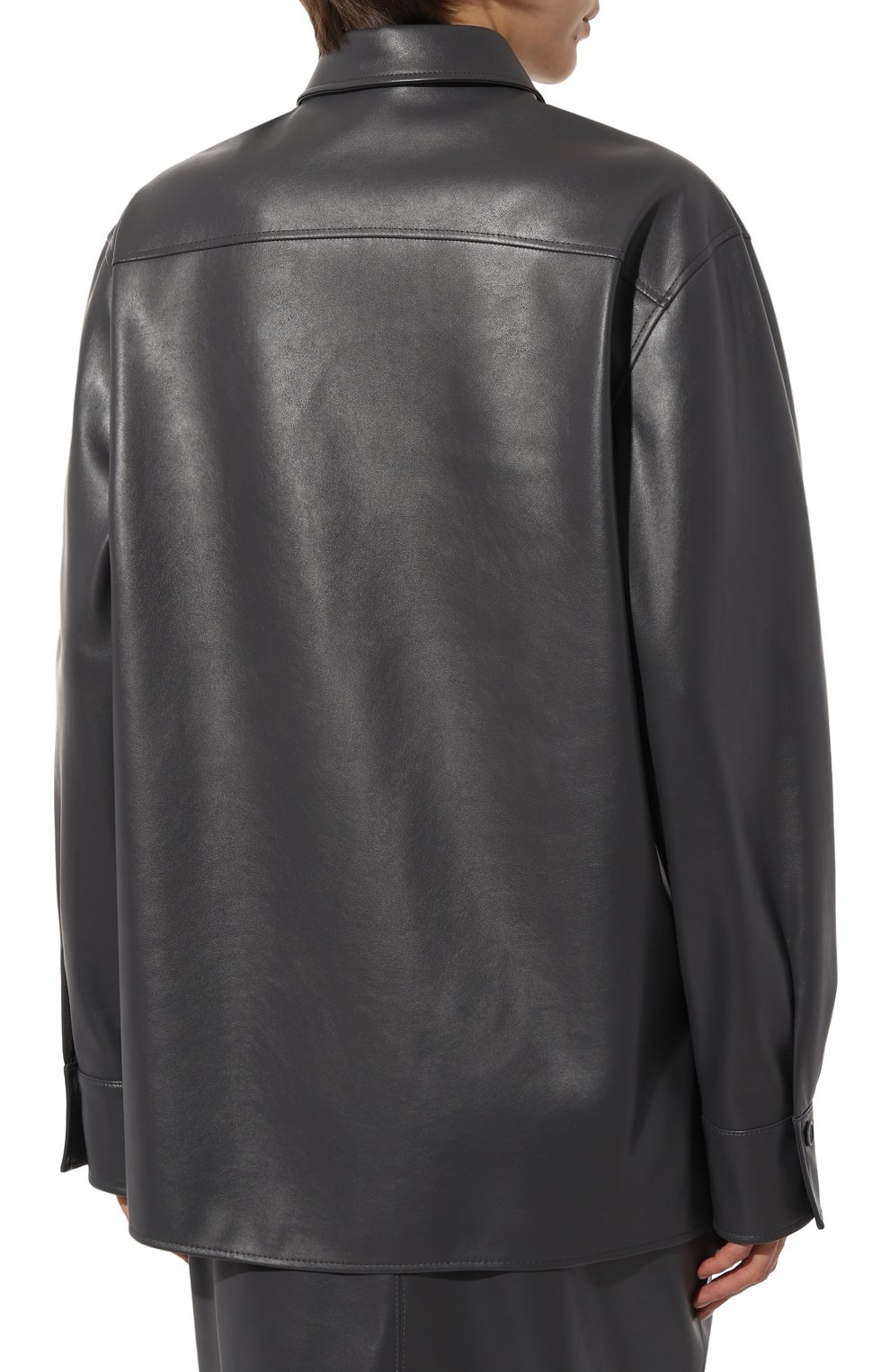 Рубашка из экокожи JM STUDIO темно-серого цвета по цене 40960 руб., арт. FW242522, фото 4 Рубашка из экокожи JM STUDIO, арт. FW242522, фото 4
