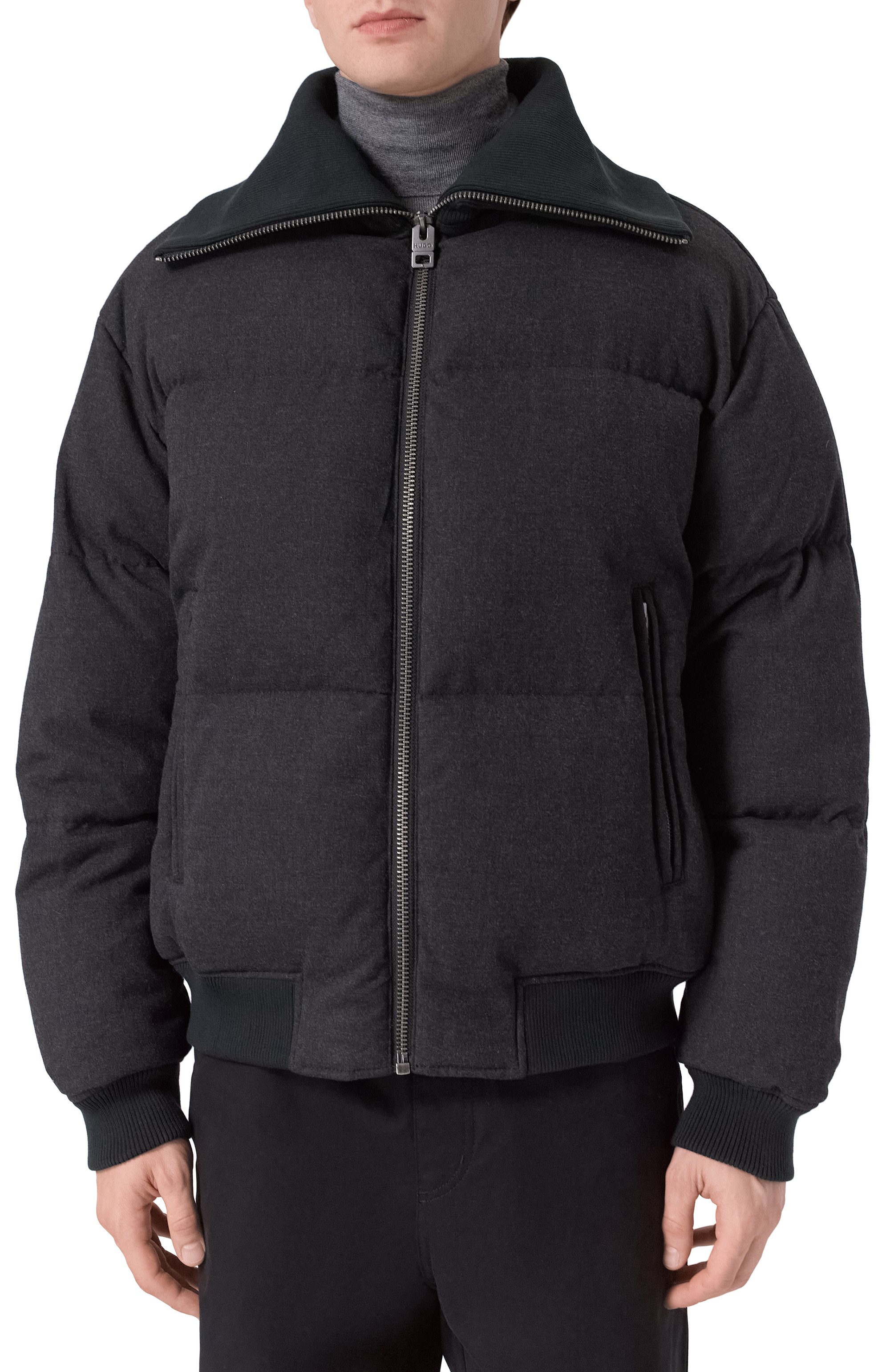 Пуховый бомбер HUGO черного цвета по цене 47950 руб., арт. 50546265, фото 3 Пуховый бомбер HUGO, арт. 50546265, фото 3