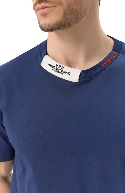 Хлопковая футболка DSQUARED2 темно-синего цвета по цене 35150 руб., арт. S74GD1417/D20020, фото 5 Хлопковая футболка DSQUARED2, арт. S74GD1417/D20020, фото 5