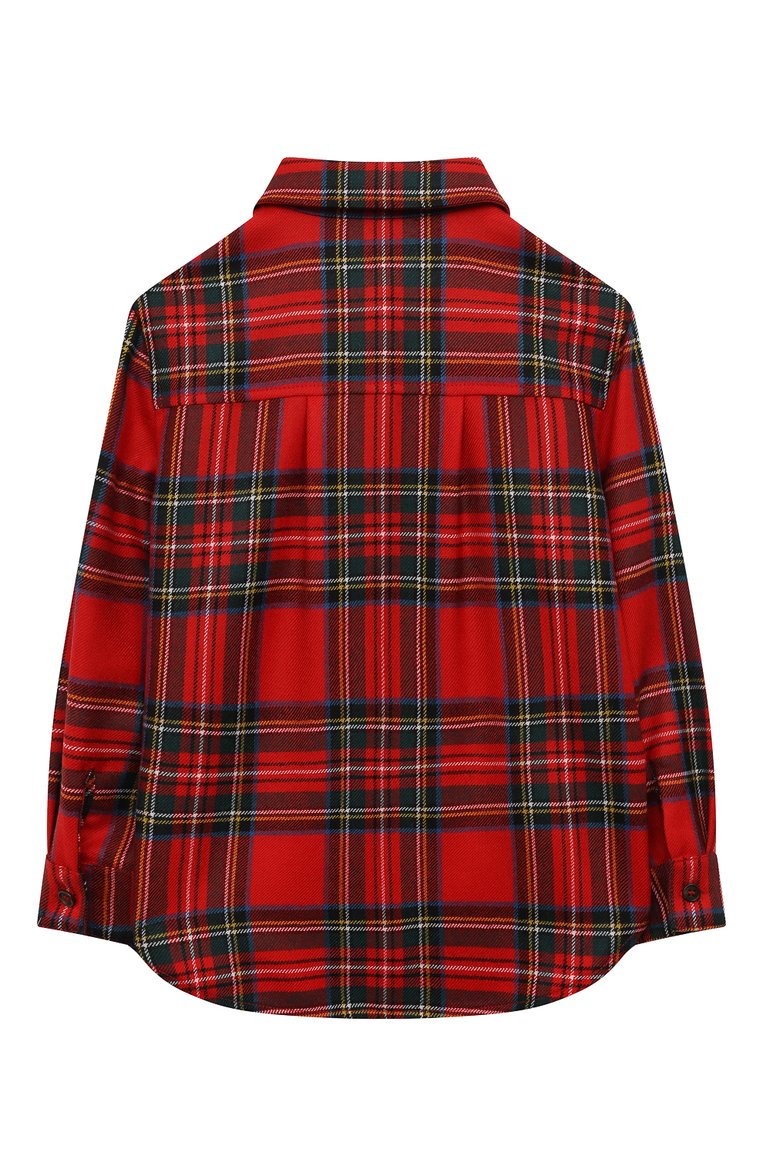 Детское шерстяная рубашка DOLCE & GABBANA красного цвета, арт. L55S90/FQ2C9/2-6 | Фото 2 (Рукава: Длинные; Материал внешний: Шерсть; Случай: Повседневный)