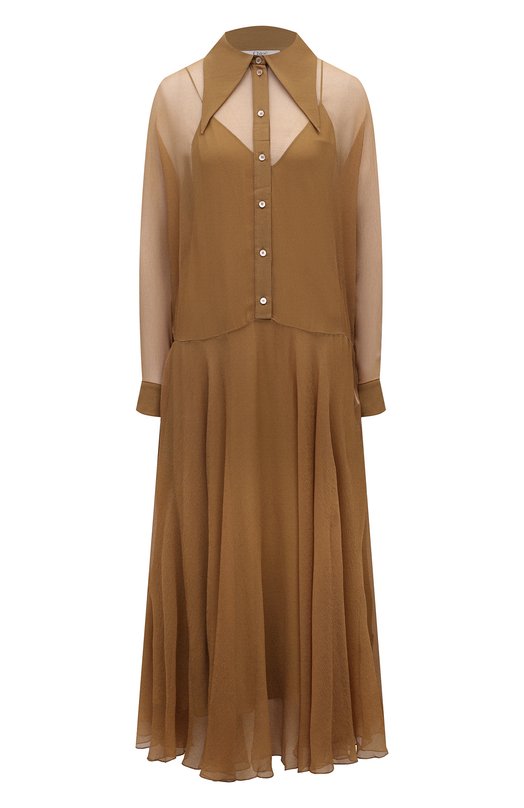 Шелковое платье Chloé CHC24AR003001 Коричневый CHC24AR003001