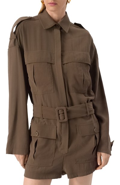 Комбинезон из вискозы THE ANDAMANE хаки цвета по цене 79950 руб., арт. T170187B/TNV121, фото 3 Комбинезон из вискозы THE ANDAMANE, арт. T170187B/TNV121, фото 3