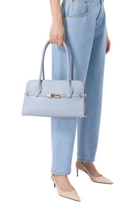 Женская сумка goccia FURLA голубого цвета, арт. WB01505/BX3104 | Фото 2 (Драгоценные камни: Проставлено; Материал: Натуральная кожа; Размер: medium; Материал сплава: Проставлено)