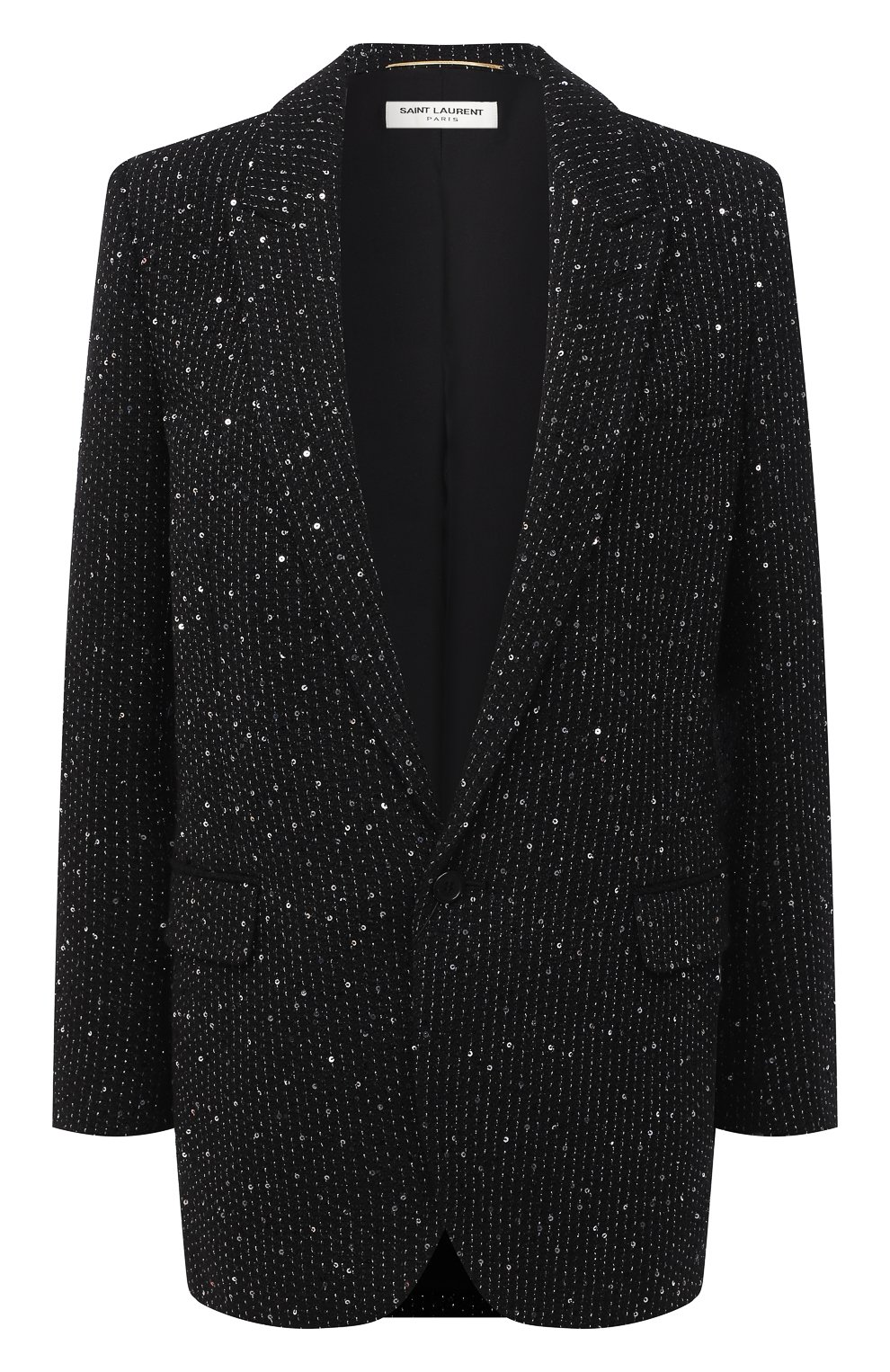 Жакет с пайетками SAINT LAURENT черного цвета по цене 346000 руб., арт. 517740/Y1A03, фото 1 Жакет с пайетками SAINT LAURENT, арт. 517740/Y1A03, фото 1