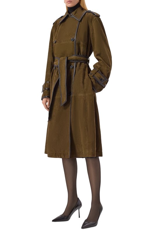Замшевый тренч Nina Ricci 25AUMA015/G00022 Хаки  25AUMA015/G00022 Фото 3