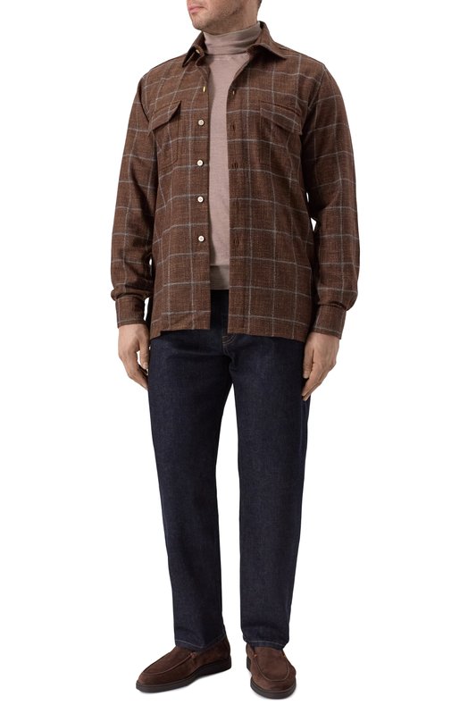 Рубашка из шерсти и шелка Kiton UCRRLK0118G04 Коричневый  UCRRLK0118G04 Фото 2