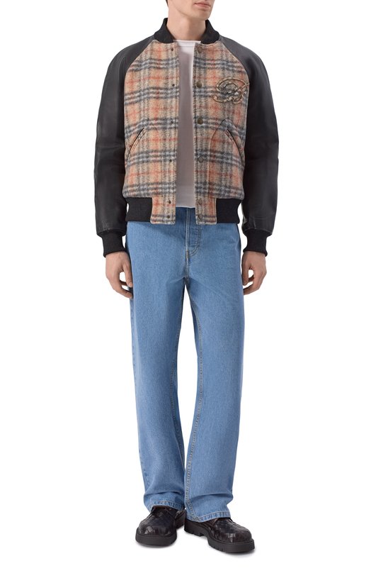 Комбинированный бомбер Burberry 8119190 Бежевый  8119190 Фото 2