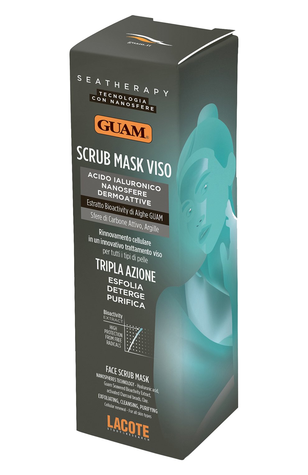 Маска-скраб для лица с углем и гиалуроновой кислотой (75ml) GUAM, арт. 8025021251417, фото 2