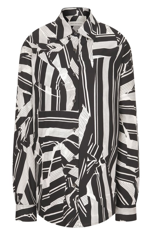 Хлопковая рубашка Dries Van Noten 130700/3003 Чёрно-белый 130700/3003