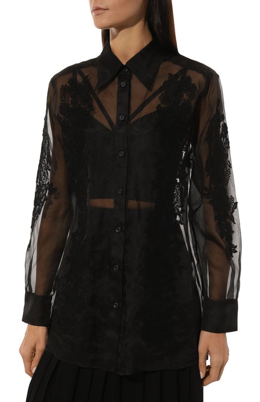 Шелковая блузка Dolce & Gabbana F5R38T/FU1BU Чёрный  F5R38T/FU1BU Фото 3