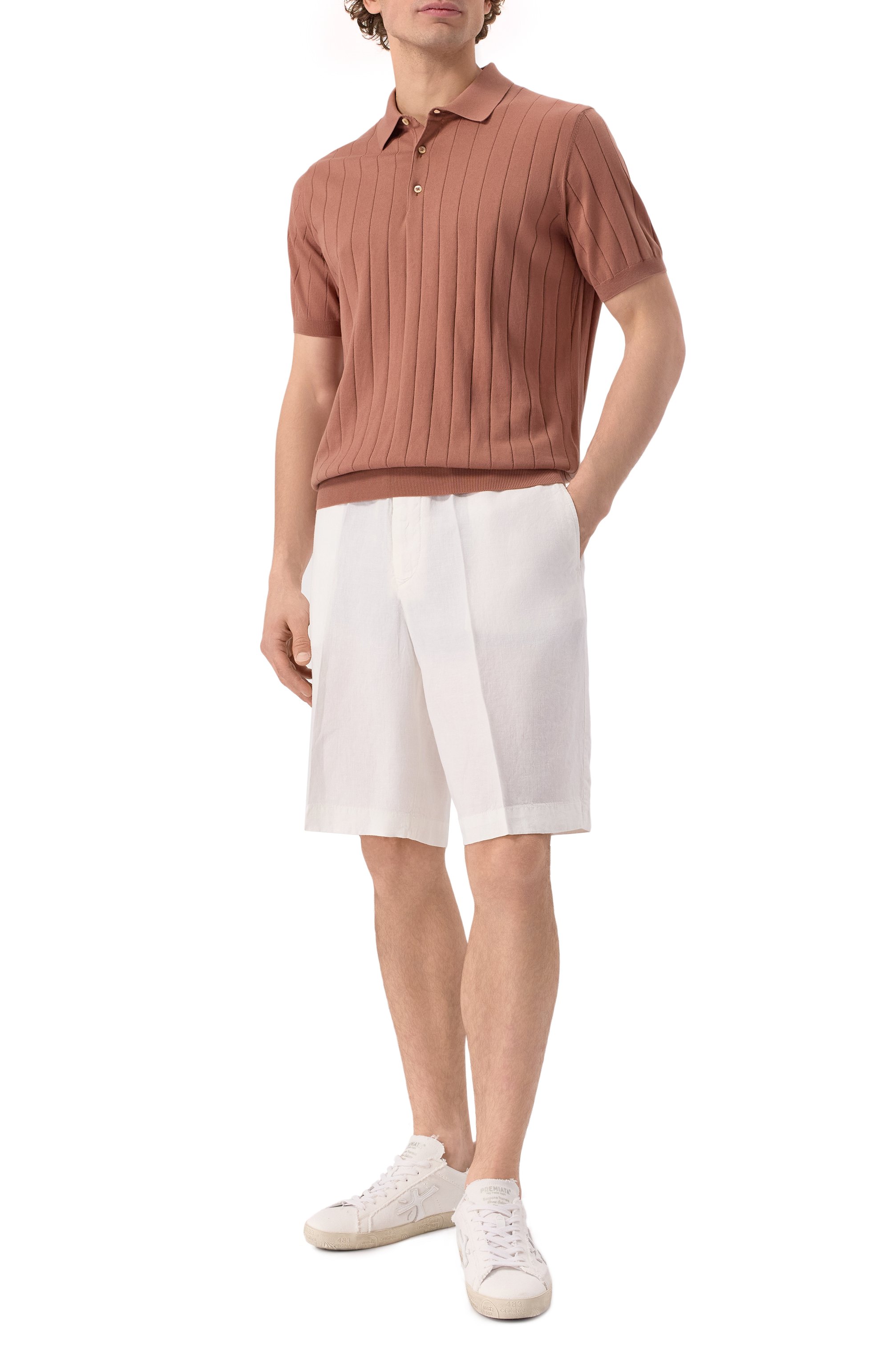 Льняные шорты INLINUM белого цвета по цене 25350 руб., арт. PAJAMA17, фото 2 Льняные шорты INLINUM, арт. PAJAMA17, фото 2