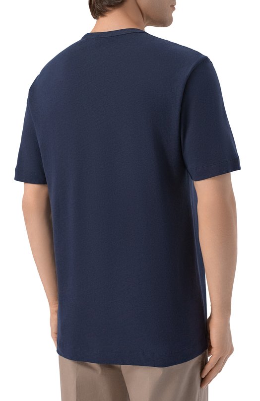 Футболка из хлопка и льна BOSS 50559166 Синий  50559166 Фото 4