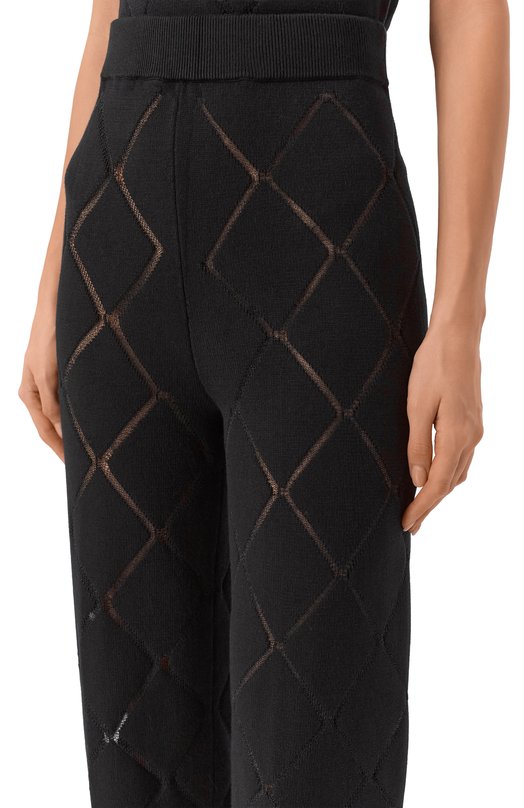 Брюки из вискозы Yuzefi N0EMI-INTARSIA RIB HEM TR0USERS/KNIT Чёрный  N0EMI-INTARSIA RIB HEM TR0USERS/KNIT Фото 5