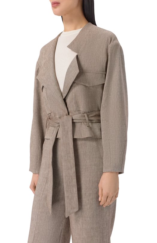 Жакет изо льна и вискозы Lorena Antoniazzi E2624GA47A/5154 Коричневый  E2624GA47A/5154 Фото 3