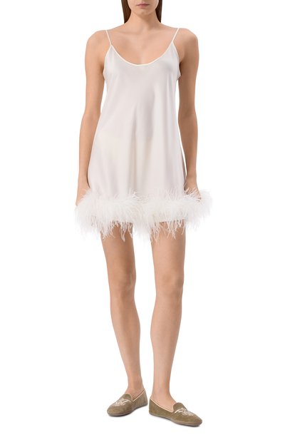 Шелковая сорочка с отделкой перьями EDOMO, арт. D001010FW2324, фото 2