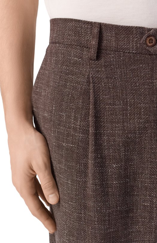 Брюки из шерсти и кашемира Marco Pescarolo FAR/5326 Коричневый  FAR/5326 Фото 5