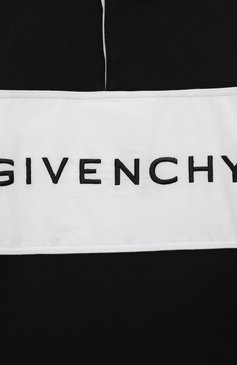 Детское хлопковое поло GIVENCHY черного цвета, арт. H25466/4A-5A | Фото 3 (Рукава: Длинные; Материал сплава: Проставлено; Материал внешний: Хлопок; Драгоценные камни: Проставлено)