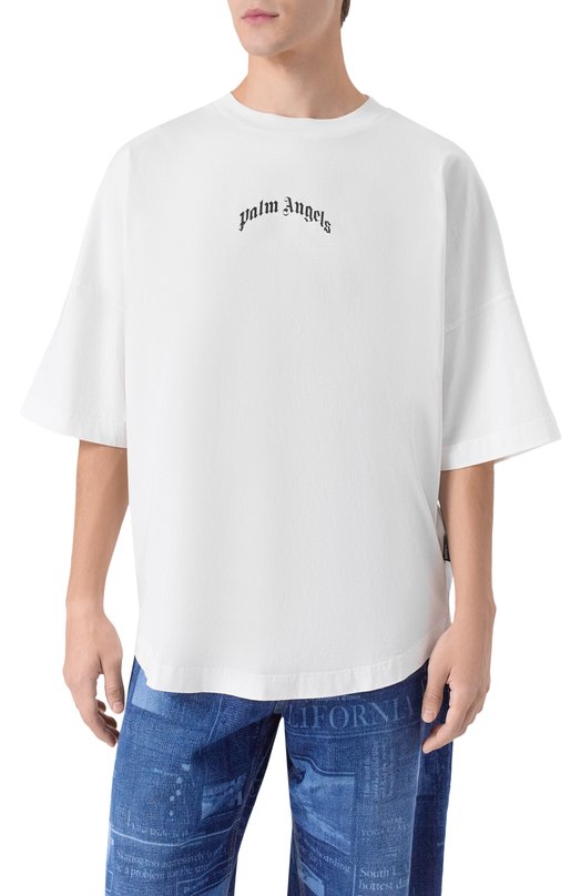Хлопковая футболка Palm Angels PMAA10BF25JER001 Белый  PMAA10BF25JER001 Фото 3