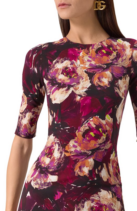 Платье из вискозы Dolce & Gabbana F6EAJT/FSIBD Бордовый  F6EAJT/FSIBD Фото 5