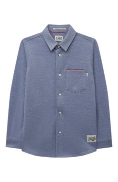Детская хлопковая рубашка SCOTCH AND SODA синего цвета, арт. 171179-22-FWBM-D20 | Фото 1 (Рукава: Длинные; Материал внешний: Хлопок; Случай: Повседневный; Нос: Не проставлено; Региональные ограничения белый список (Axapta Mercury): Не проставлено)