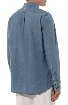Мужская джинсовая рубашка DOLCE & GABBANA синего цвета, арт. G5IX8D/G8LP2 | Фото 4 (Драгоценные камни: П�роставлено; Рукава: Длинные; Материал внешний: Хлопок, Деним; Длина (для топов): Стандартные; Материал сплава: Проставлено; Воротник: Кент; Манжеты: На пуговицах; Принт: Однотонные; Случай: Повседневный; Кросс-КТ: Деним; Стили: Кэжуэл)