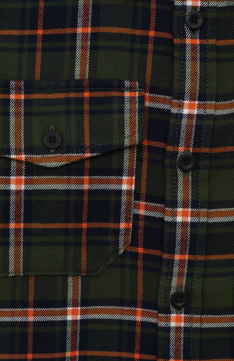 Детская хлопковая рубашка WOOLRICH зеленого цвета, арт. CFWKSI0053MRUT3151 | Фото 3 (Рукава: Длинные; Материал внешний: Хлопок; Региональные ограничения белый список (Axapta Mercury): Не проставлено)
