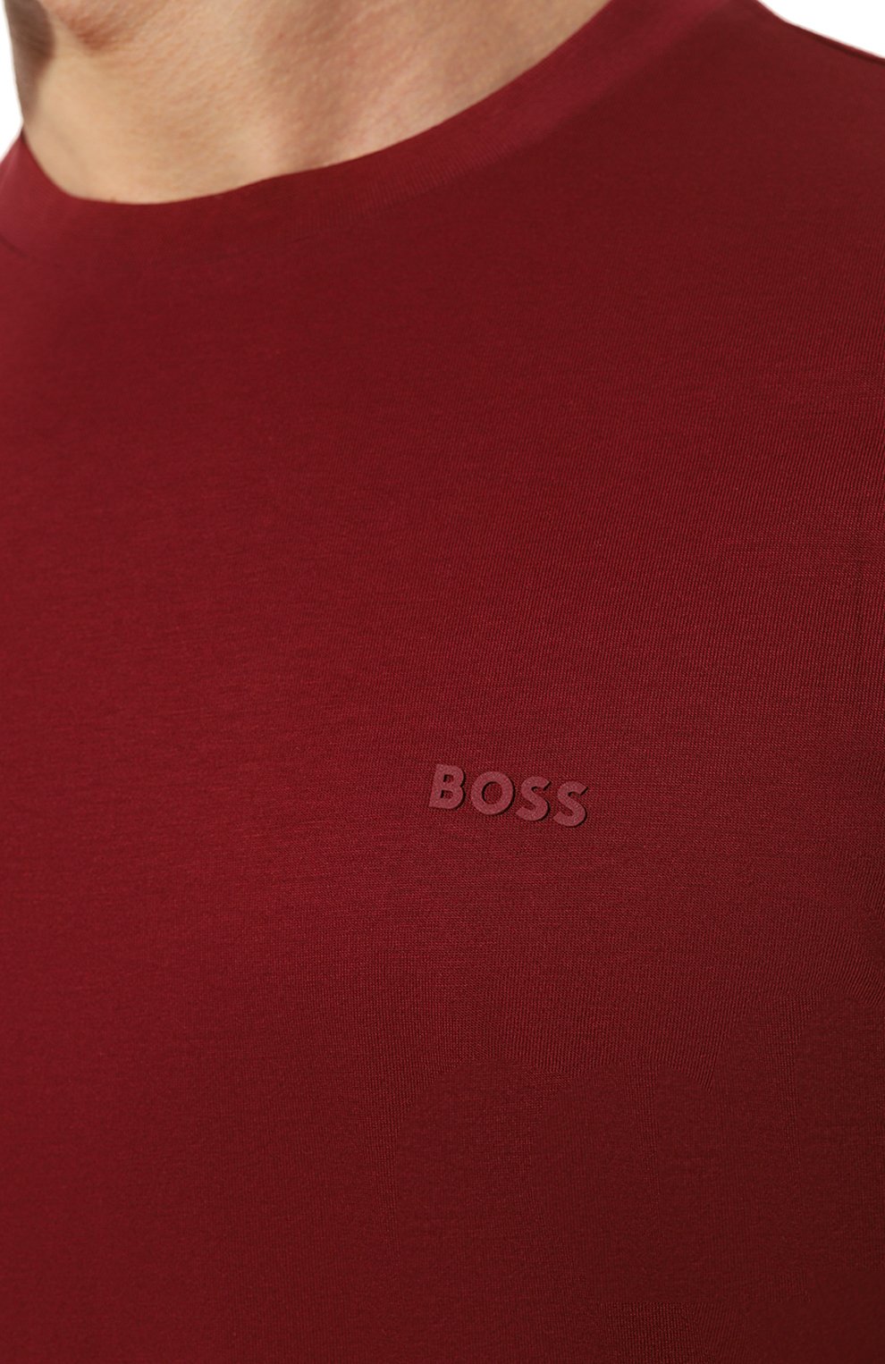 Хлопковая футболка BOSS бордового цвета по цене 8995 руб., арт. 50468347, фото 5 Хлопковая футболка BOSS, арт. 50468347, фото 5