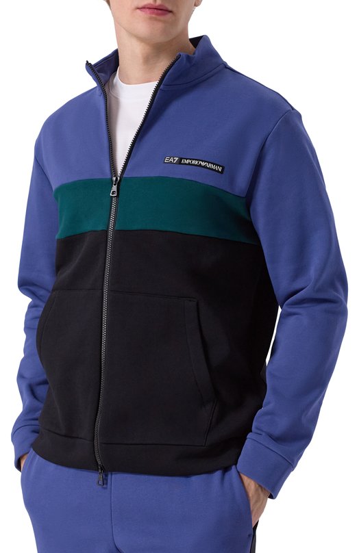 Хлопковый спортивный костюм EA7 7M000941/AF10377 Синий  7M000941/AF10377 Фото 2