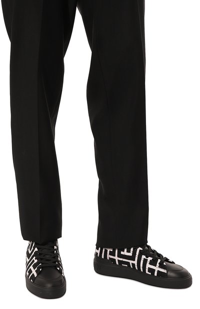 Текстильные кеды b-court BALMAIN черно-белого цвета по цене 59950 руб., арт. XM0VG290TJXH, фото 3 Текстильные кеды b-court BALMAIN, арт. XM0VG290TJXH, фото 3