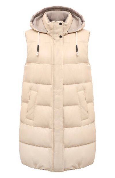 Женский пуховый кожаный жилет BRUNELLO CUCINELLI, арт. MPNPI9624P