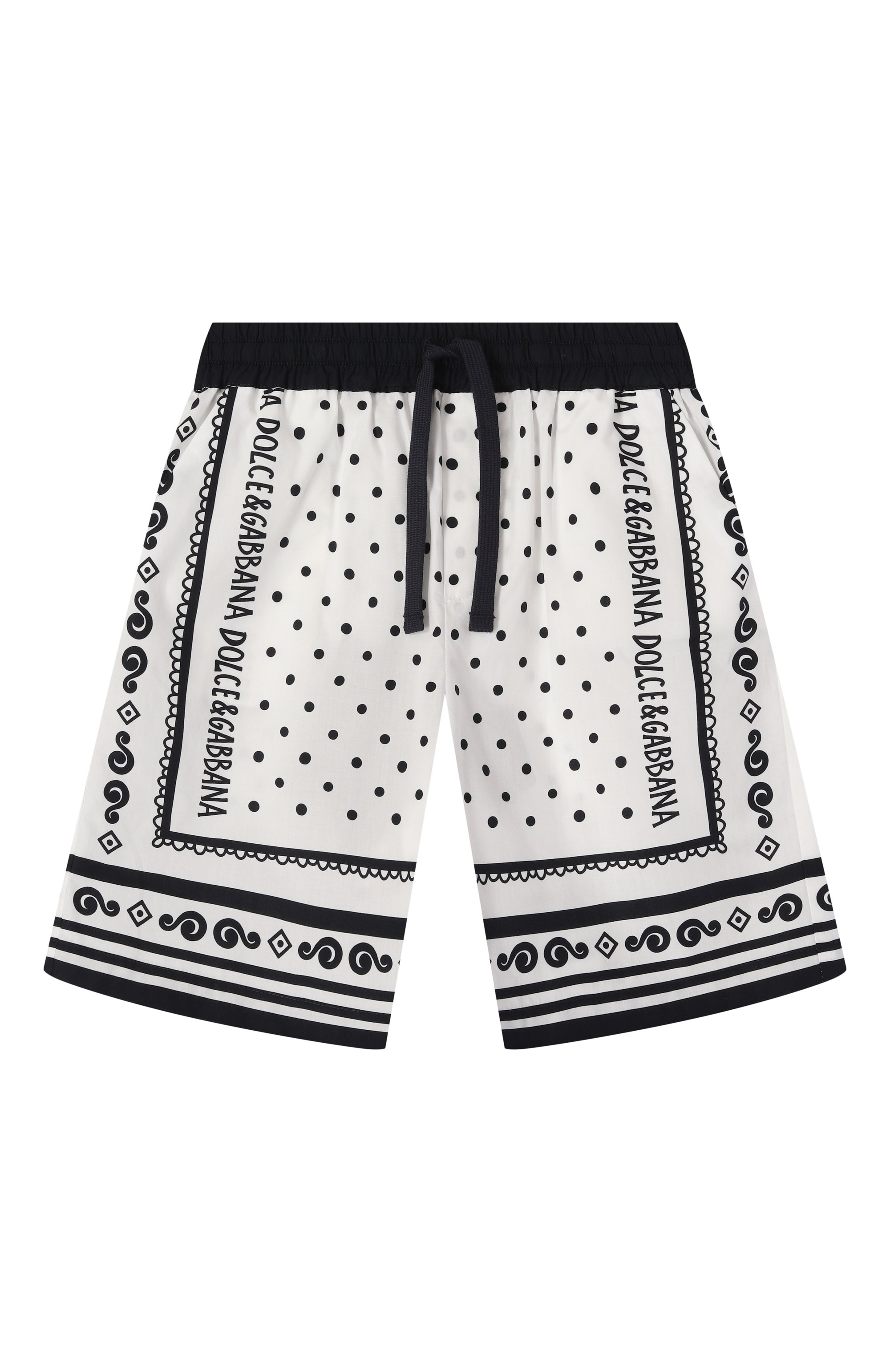 Хлопковые шорты DOLCE & GABBANA черно-белого цвета по цене 45900 руб., арт. L43Q47/FI5KQ/2-6, фото 1 Хлопковые шорты DOLCE & GABBANA, арт. L43Q47/FI5KQ/2-6, фото 1