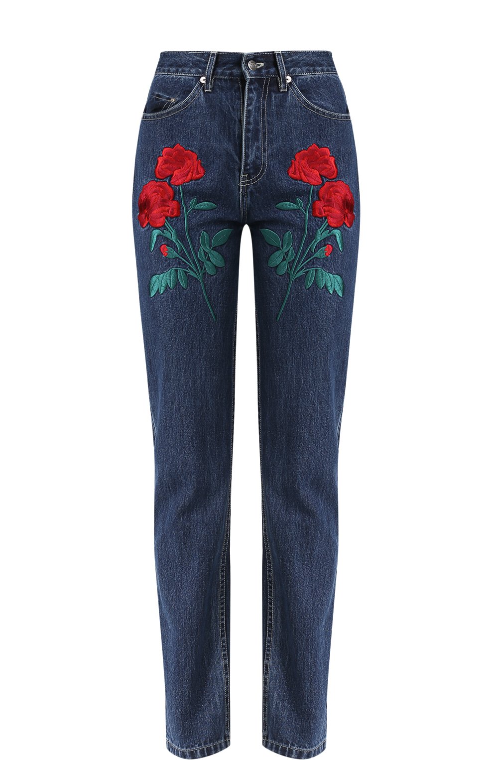 Джинсы с завышенной талией и цветочной вышивкой ADAM SELMAN, арт. 15221DE, фото 1