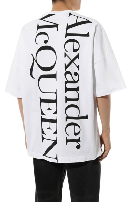 Хлопковая футболка Alexander McQueen 750655/QVZ06 Белый  750655/QVZ06 Фото 4