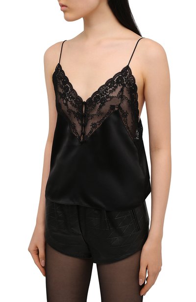 Шелковый топ SAINT LAURENT черного цвета по цене 115500 руб., арт. 648880/Y070N, фото 3 Шелковый топ SAINT LAURENT, арт. 648880/Y070N, фото 3