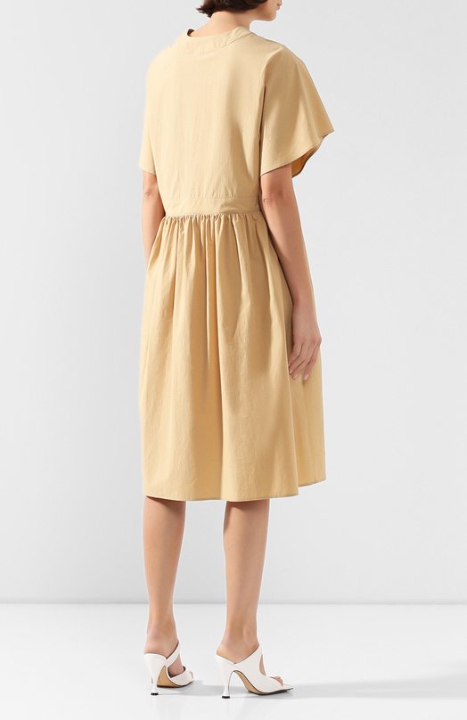 Хлопковое платье Deveaux New York Бежевый, фото 4