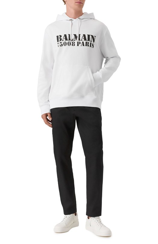 Хлопковое худи Balmain FH1JT047/BD04 Белый  FH1JT047/BD04 Фото 2