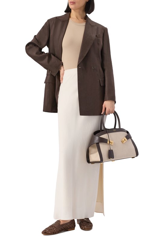Юбка из вискозы и льна Brunello Cucinelli MH126G3396 Белый  MH126G3396 Фото 2