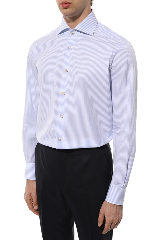 Хлопковая сорочка Kiton UCIH06143 Голубой  UCIH06143 Фото 3
