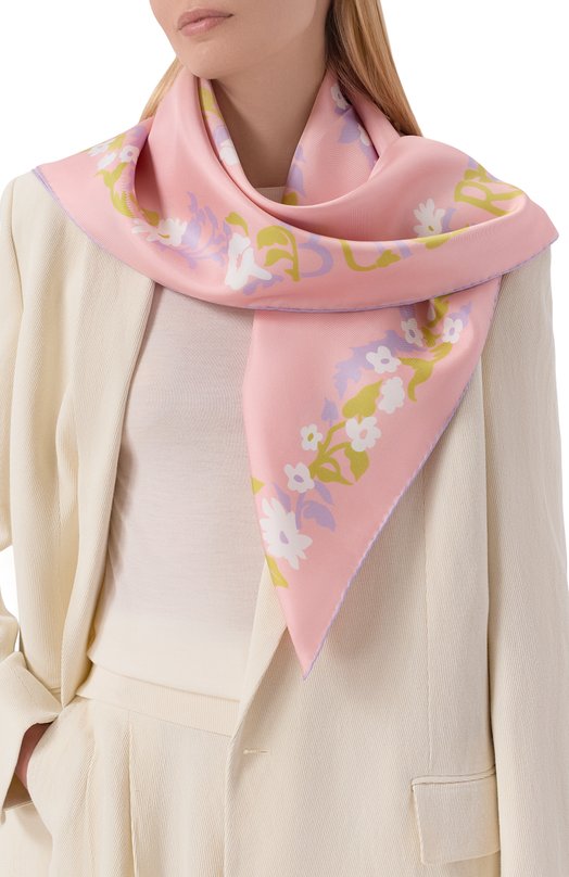 Шелковый платок Burberry 8125639 Розовый  8125639 Фото 2