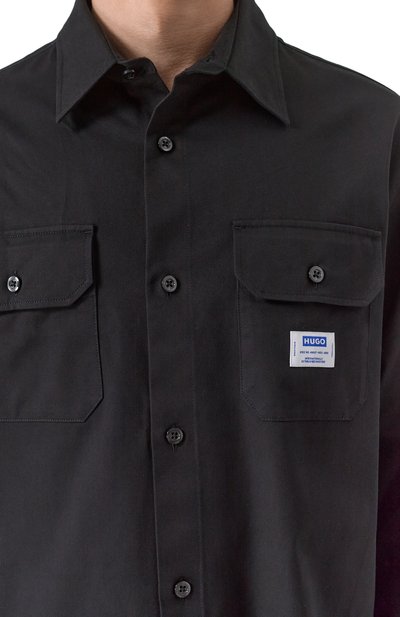 Хлопковая куртка-рубашка HUGO BLUE черного цвета по цене 12500 руб., арт. 50520001, фото 5 Хлопковая куртка-рубашка HUGO BLUE, арт. 50520001, фото 5