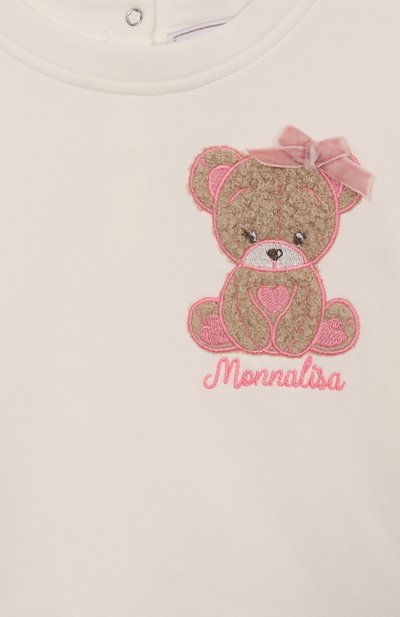 Хлопковое платье MONNALISA кремового цвета по цене 20800 руб., арт. 39F904, фото 3 Хлопковое платье MONNALISA, арт. 39F904, фото 3