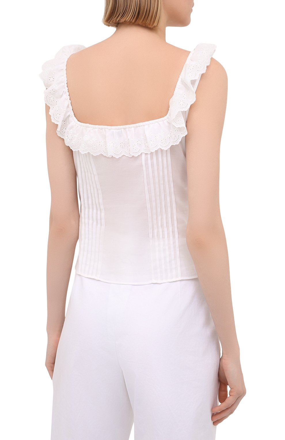 Хлопковый топ SAINT LAURENT белого цвета по цене 131000 руб., арт. 646474/Y001R, фото 4 Хлопковый топ SAINT LAURENT, арт. 646474/Y001R, фото 4