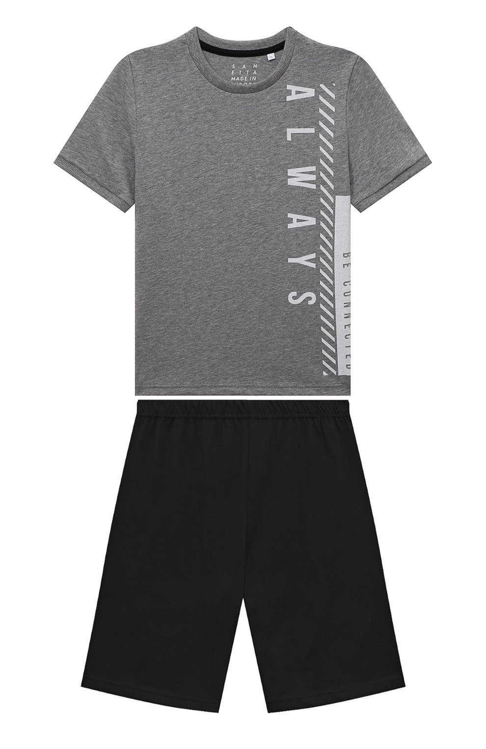 Хлопковая пижама SANETTA темно-серого цвета по цене 5715 руб., арт. 244934, фото 1 Хлопковая пижама SANETTA, арт. 244934, фото 1