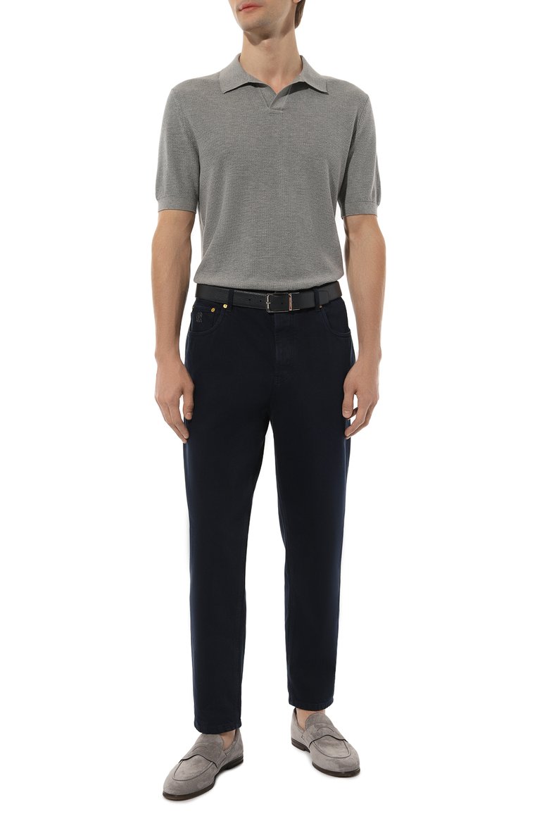 Мужское хлопковое поло ZEGNA серого цвета, арт. UDC95A7/C32 | Фото 2 (Длина (для топов): Стандартные; Материал внешний: Хлопок; Рукава: Короткие; Стили: Кэжуэл; Застежка: Открытый ворот; Кросс-КТ: Трикотаж; Принт: Без принта)