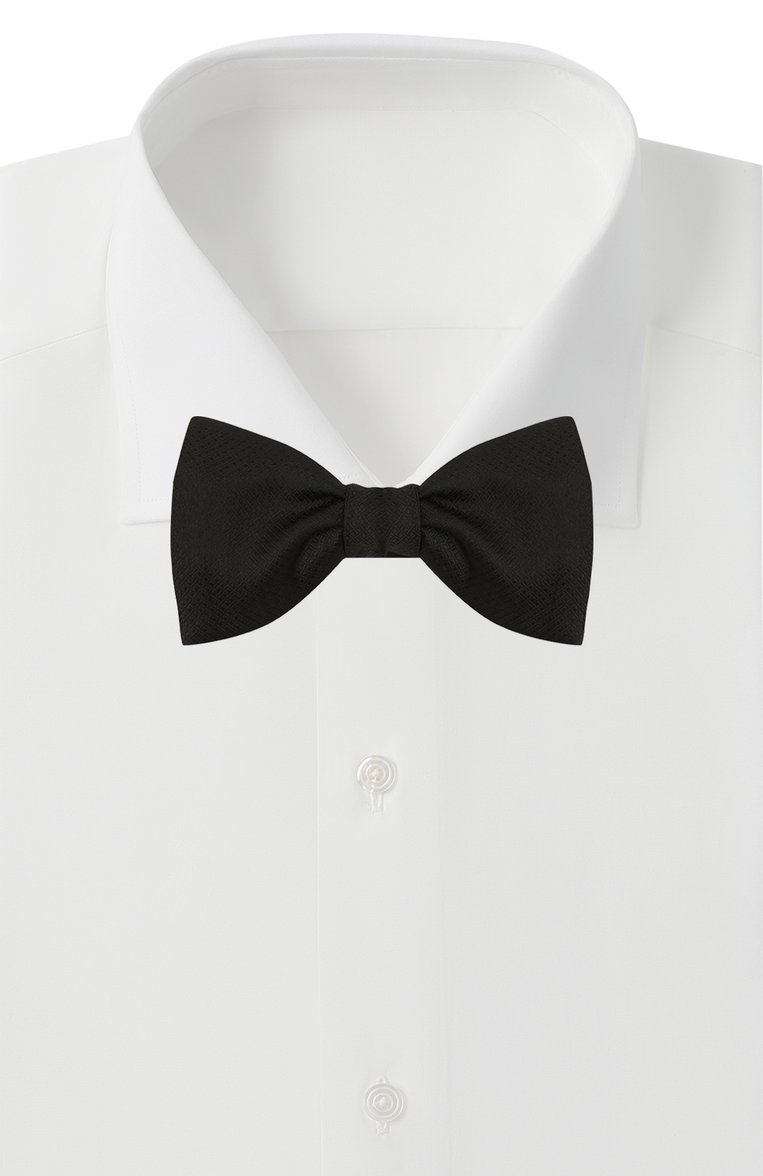Мужской шелковый галстук-бабочка LANVIN черного цвета, арт. 11504/B0W TIE | Фото 2 (Материал: Текстиль, Шелк; Статус проверки: Проверена категория, Проверено; Нос: Не проставлено; Материал сплава: Проставлено, Проверено)