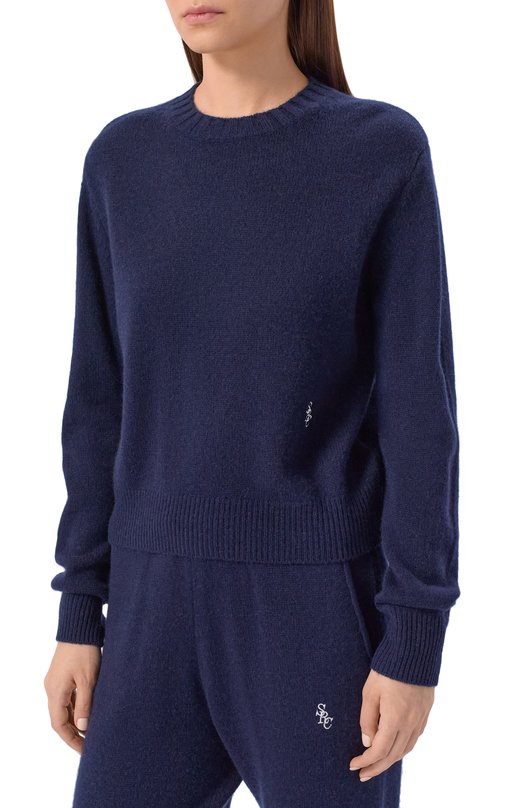 Пуловер из кашемира и шерсти Sporty and Rich WS01264302BL106 Синий  WS01264302BL106 Фото 3